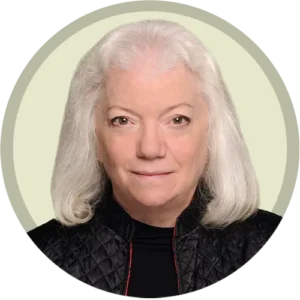 Sue Carter photo in green circle bg